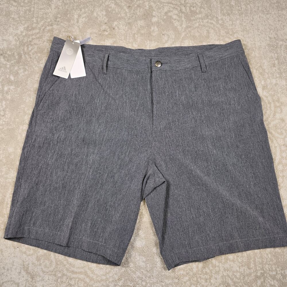 NWT Adidas Golf Shorts Crosshatch Flat Front 9.5'' Black & white HA1462 Mens 40